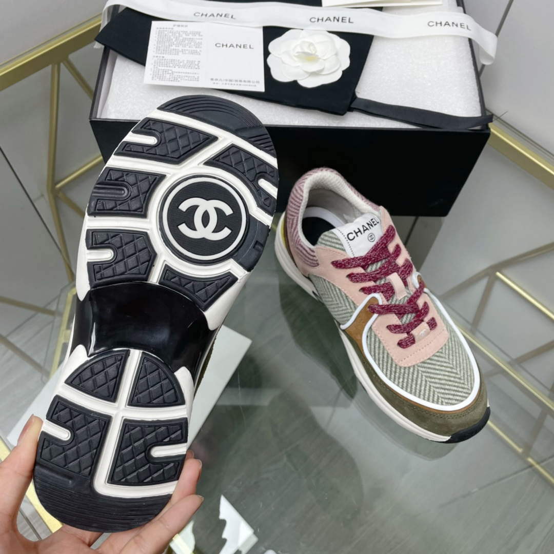 Chanel Women's Sneaker Shoes G38755 Pink and Green