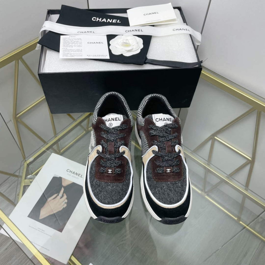 Chanel Women's Sneaker Shoes G38756 Gray and Brown
