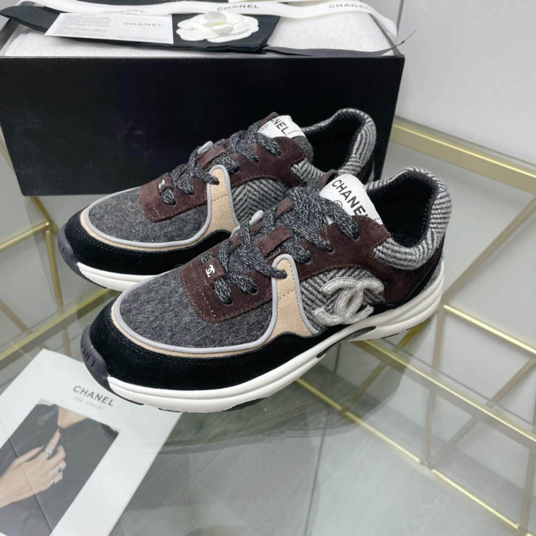 Chanel Women's Sneaker Shoes G38756 Gray and Brown - 35 - View 2
