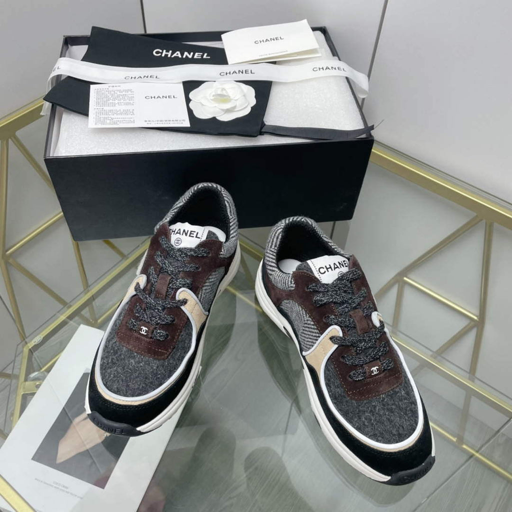 Chanel Women's Sneaker Shoes G38756 Gray and Brown