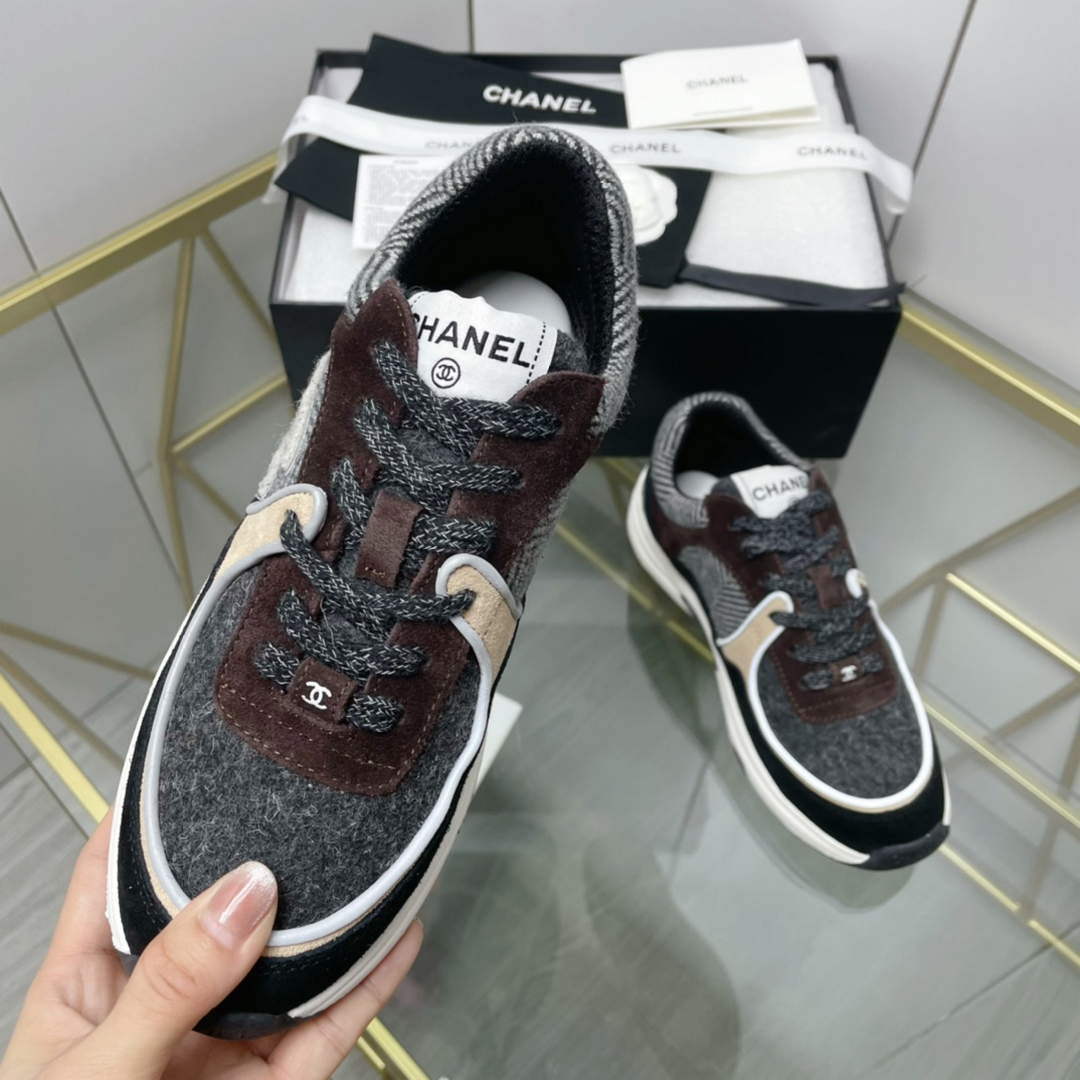 Chanel Women's Sneaker Shoes G38756 Gray and Brown