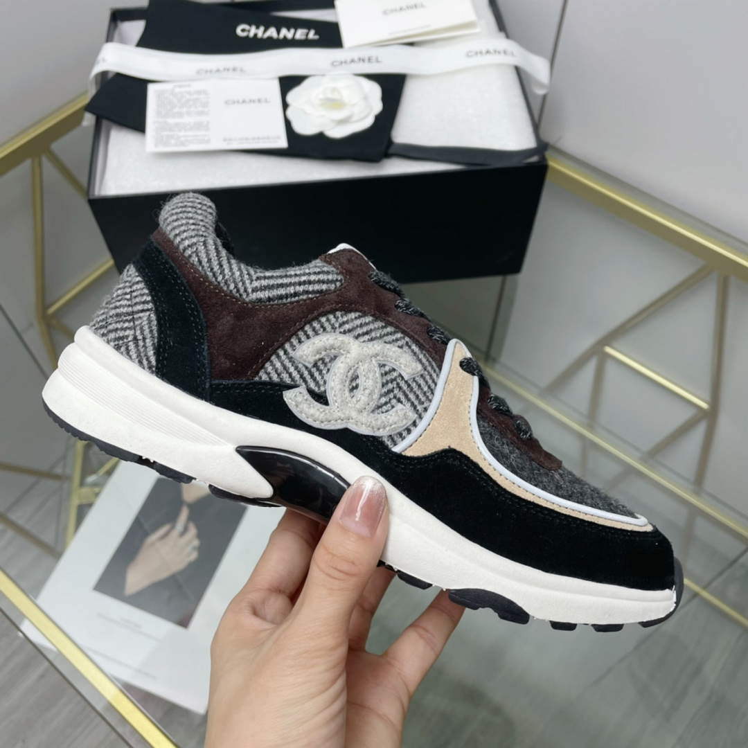 Chanel Women's Sneaker Shoes G38756 Gray and Brown