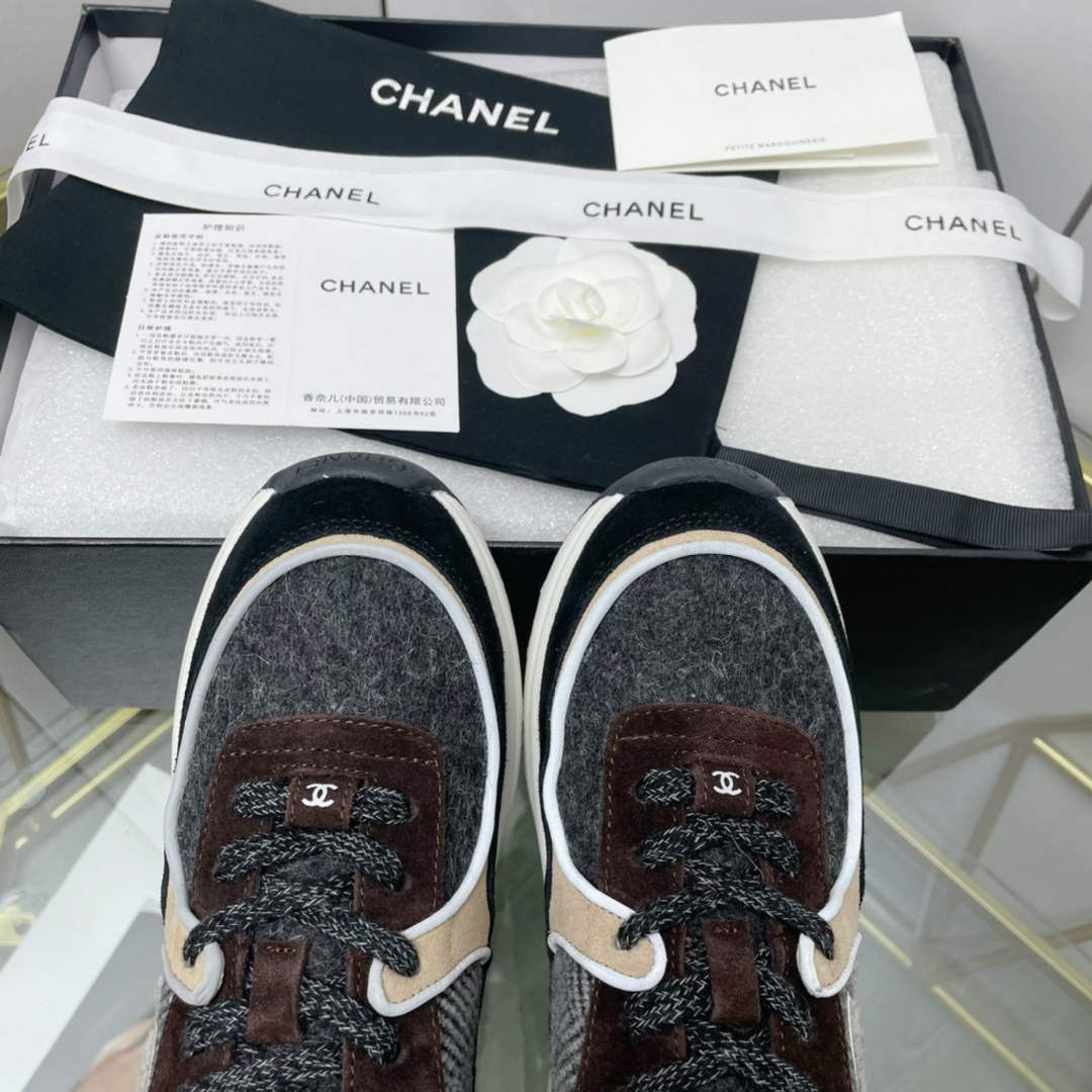 Chanel Women's Sneaker Shoes G38756 Gray and Brown