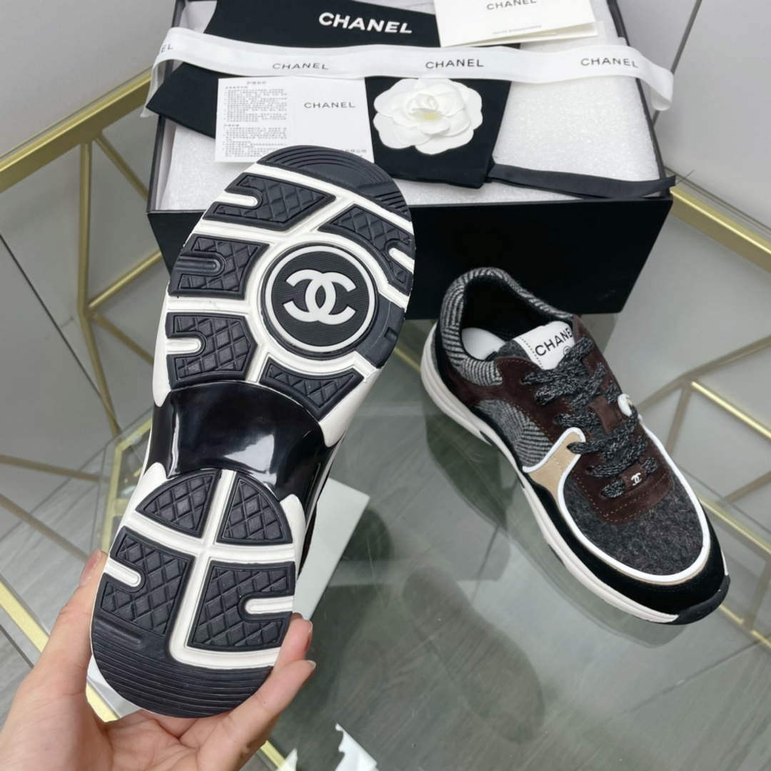 Chanel Women's Sneaker Shoes G38756 Gray and Brown