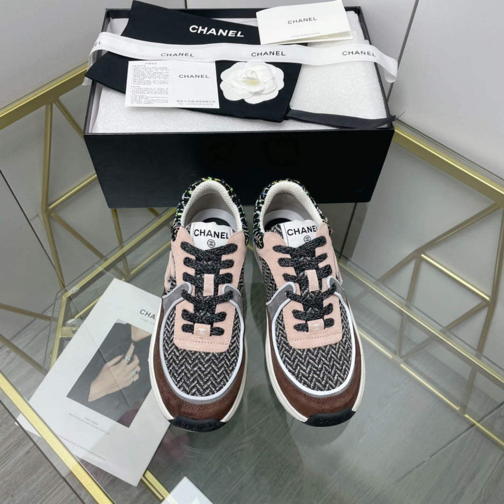 Chanel Women's Sneaker Shoes G38757 Pink and Brown