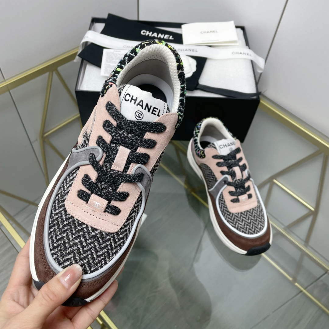 Chanel Women's Sneaker Shoes G38757 Pink and Brown