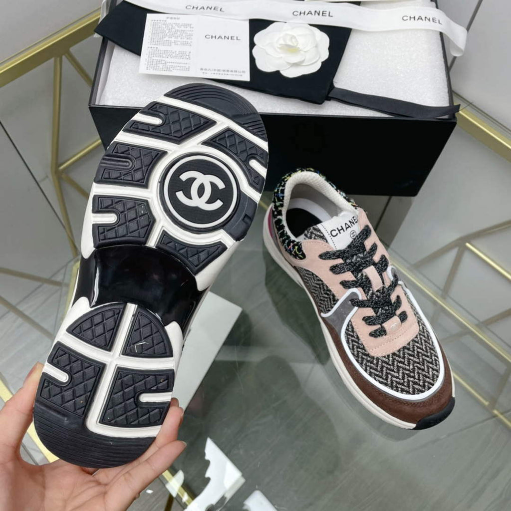 Chanel Women's Sneaker Shoes G38757 Pink and Brown