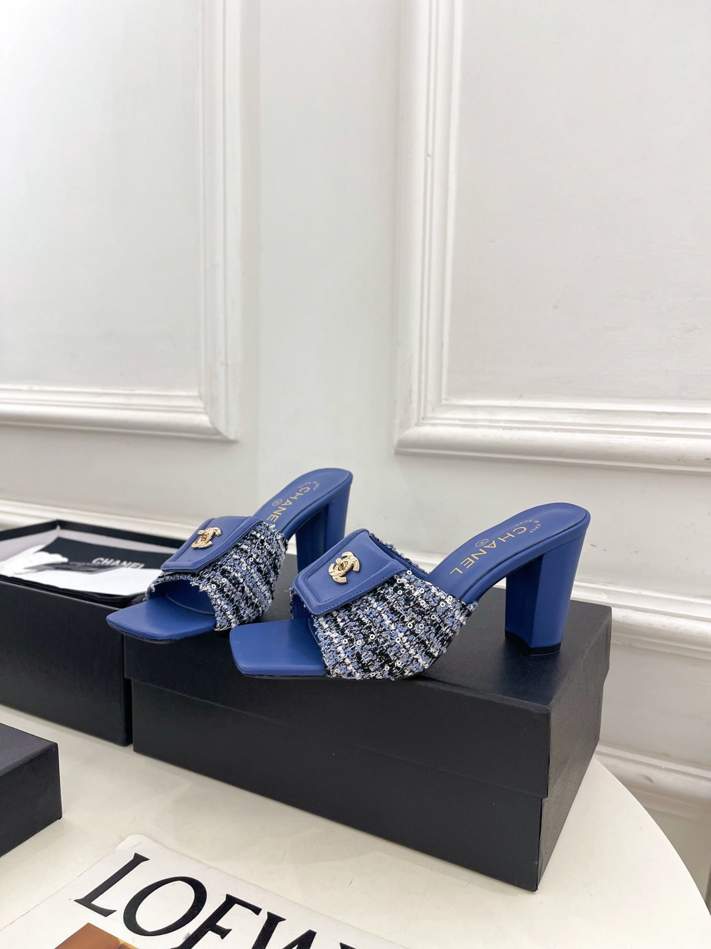 Chanel Women's Square-toe Flip-top Slippers 8.5cm C93329 - Euro 35=US 4 - View 3