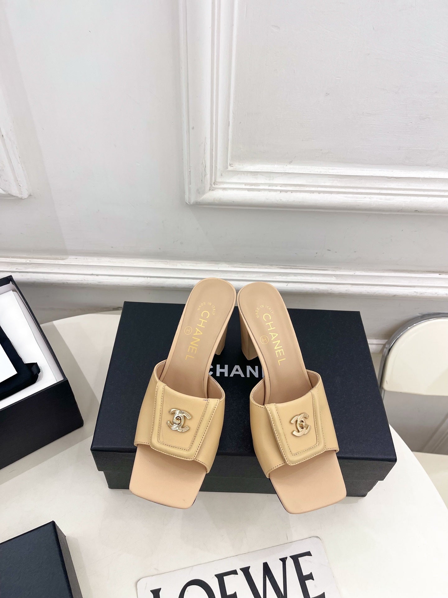 Chanel Women's Square-toe Flip-top Slippers 8.5cm C93330 - Euro 35=US 4 - View 1