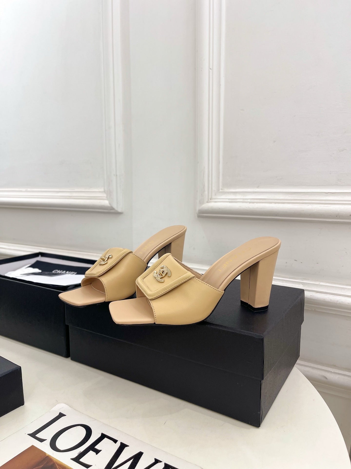 Chanel Women's Square-toe Flip-top Slippers 8.5cm C93330 - Euro 35=US 4 - View 3