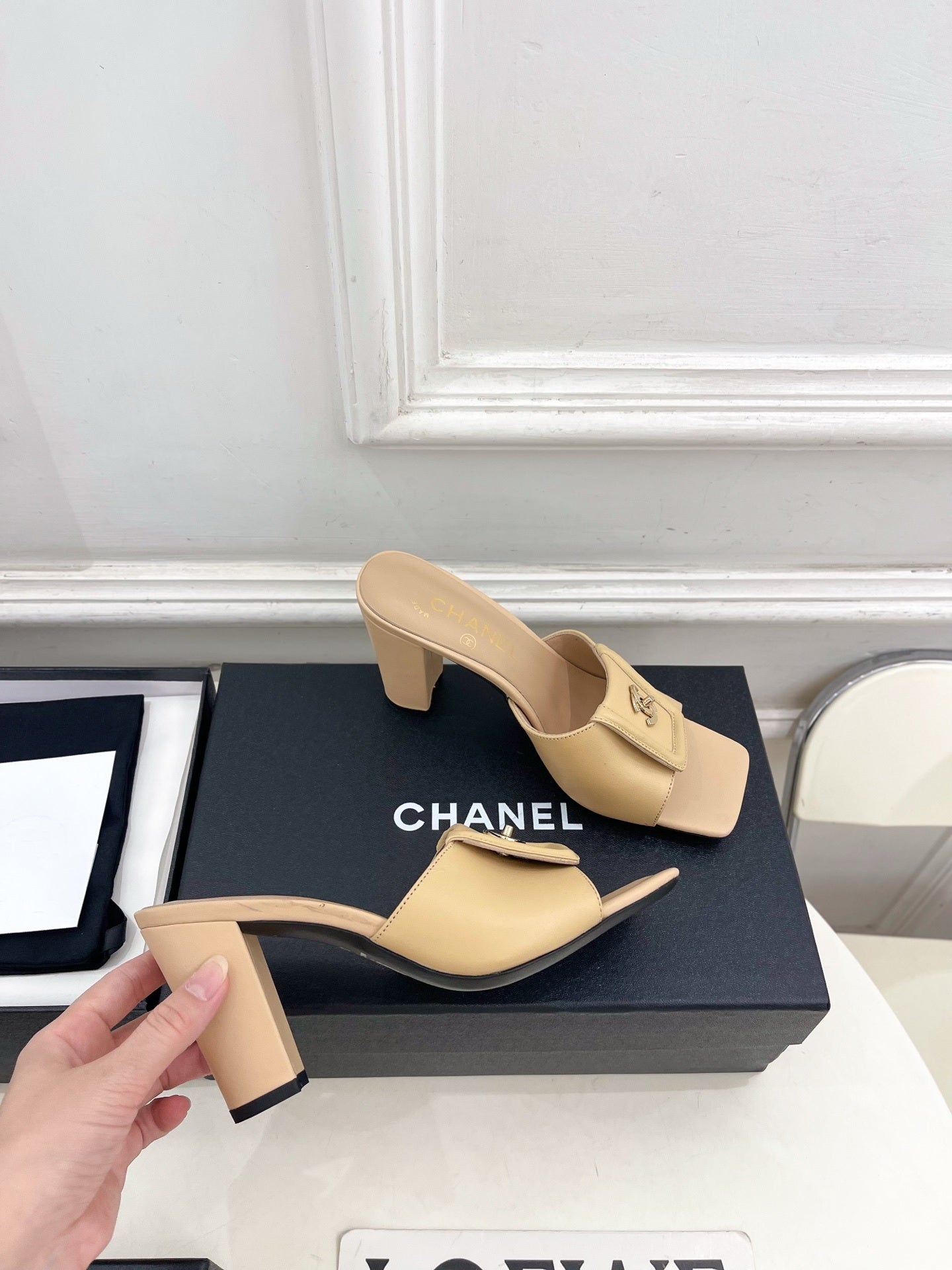 Chanel Women's Square-toe Flip-top Slippers 8.5cm C93330 - Euro 35=US 4 - View 4