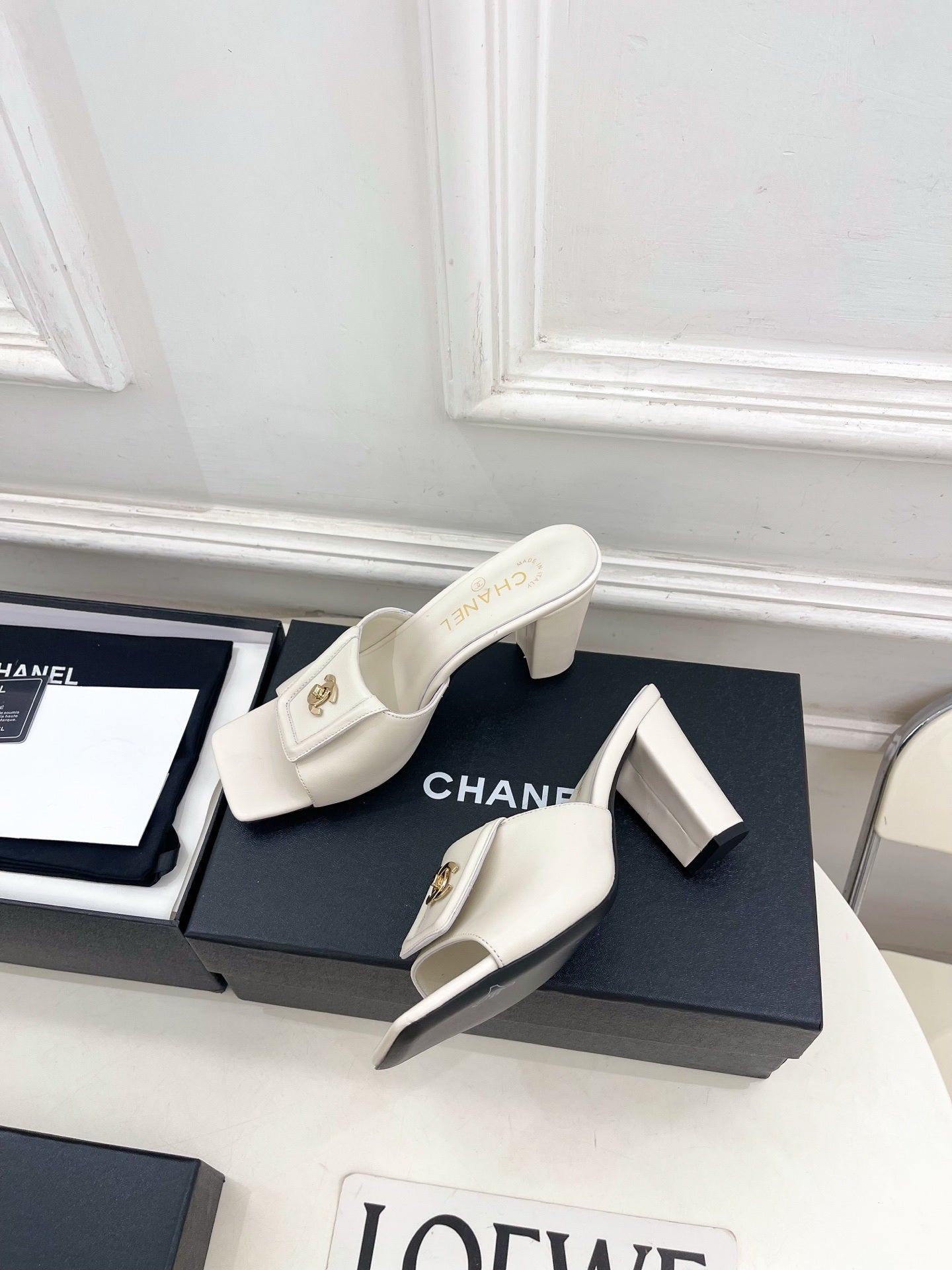 Chanel Women's Square-toe Flip-top Slippers 8.5cm C93331 - Euro 35=US 4 - View 5