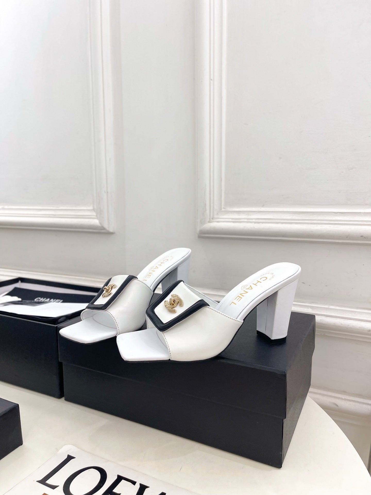 Chanel Women's Square-toe Flip-top Slippers 8.5cm C93332 - Euro 35=US 4 - View 3