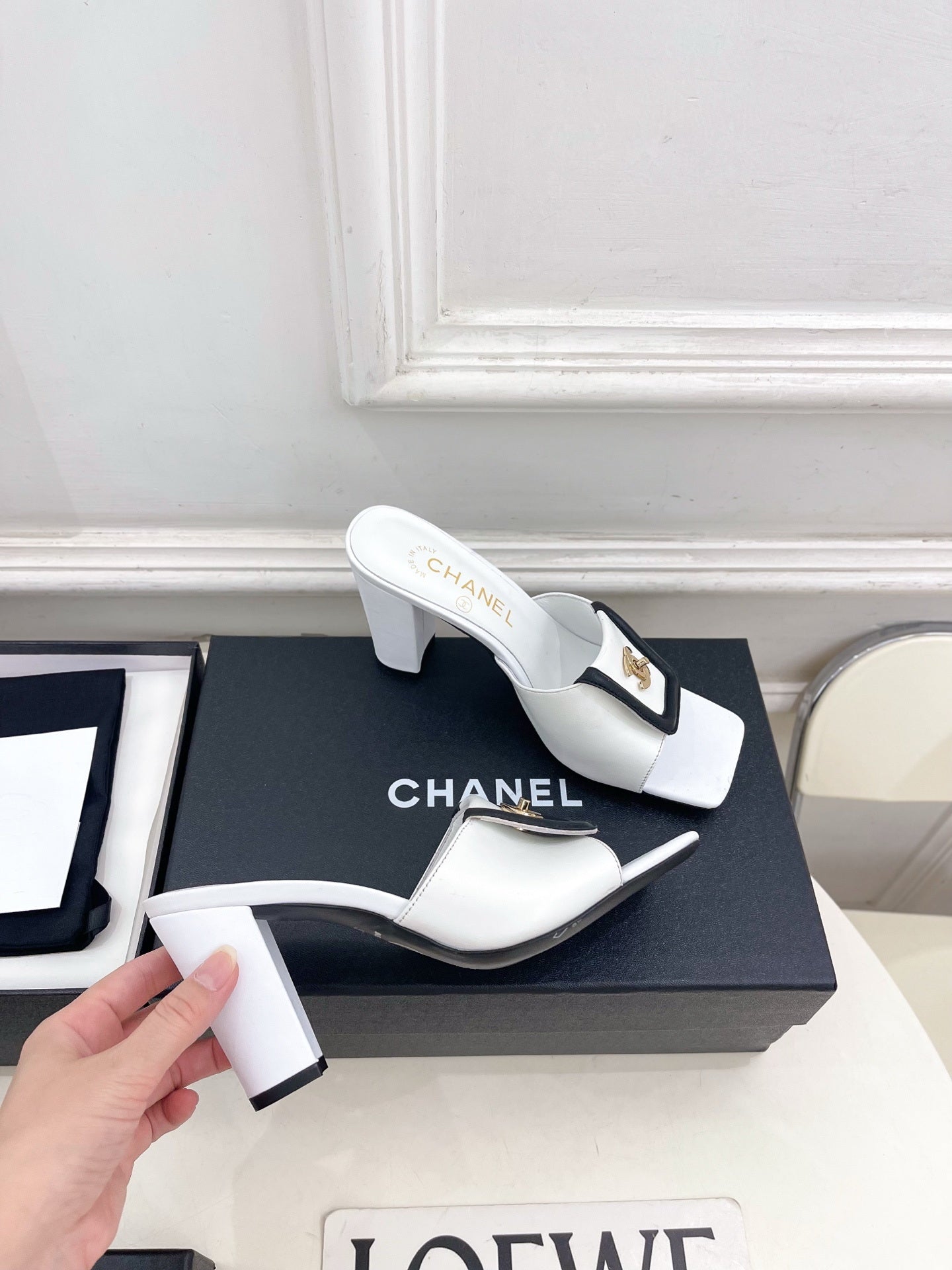 Chanel Women's Square-toe Flip-top Slippers 8.5cm C93332 - Euro 35=US 4 - View 4