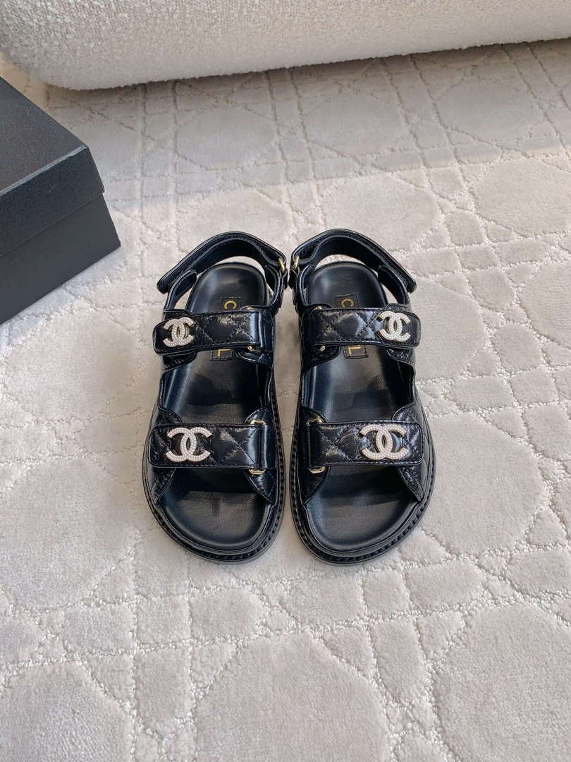 Chanel Women's Velcro Sandals Fashion Shoes C93432 - Euro 35=US 4 - View 1