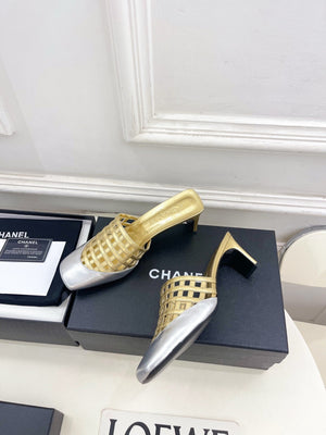 Chanel Women's Woven Openwork Square-toe Mules 6cm C93350 - Euro 35=US 4 - View 5