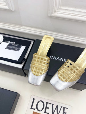 Chanel Women's Woven Openwork Square-toe Mules 6cm C93350 - Euro 35=US 4 - View 6