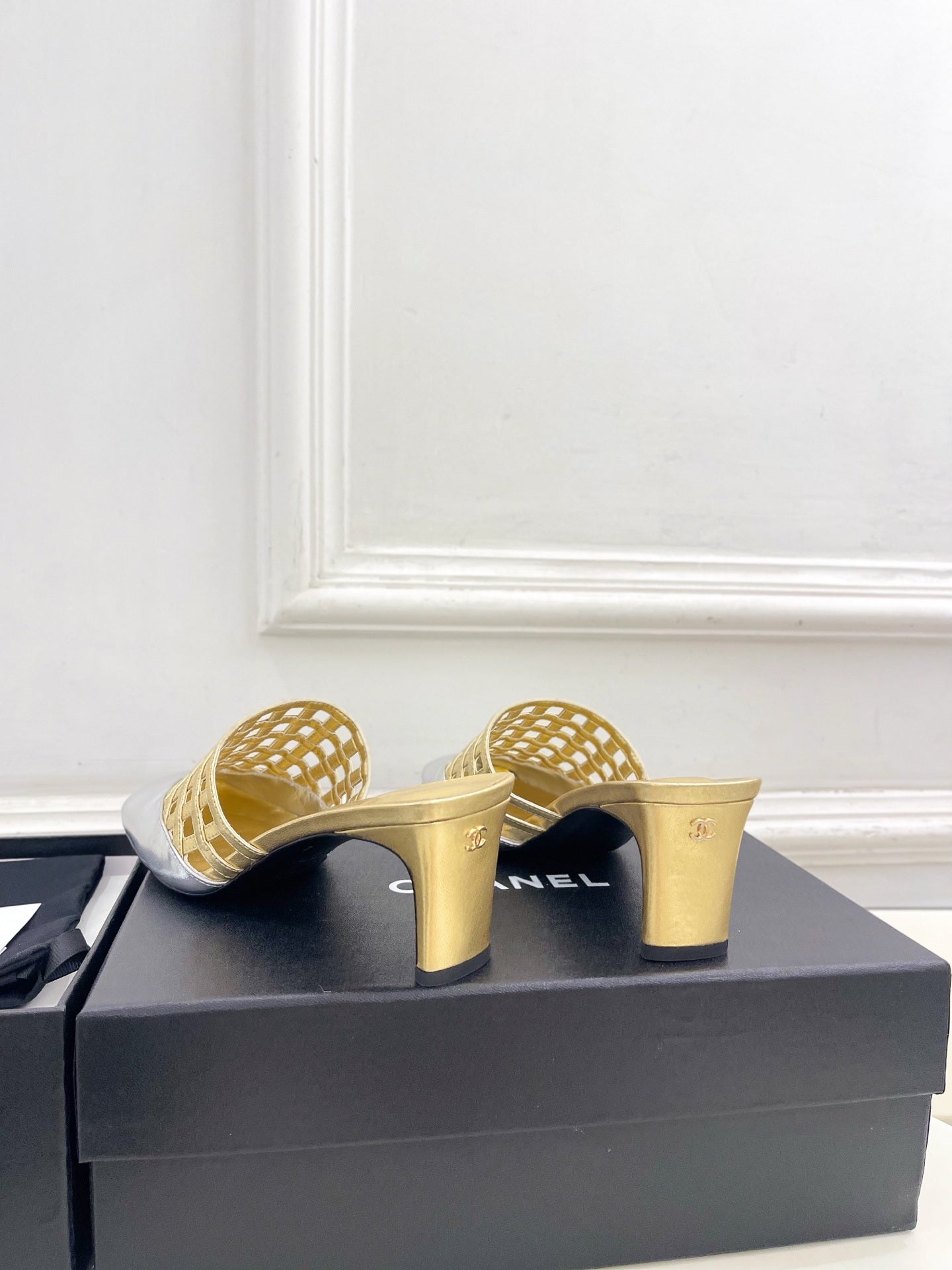 Chanel Women's Woven Openwork Square-toe Mules 6cm C93350 - Euro 35=US 4 - View 8