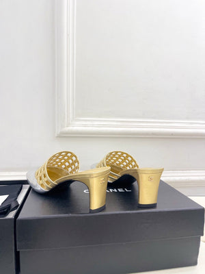 Chanel Women's Woven Openwork Square-toe Mules 6cm C93350 - Euro 35=US 4 - View 8
