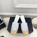 Chanel Women's Woven Openwork Square-toe Mules 6cm C93351 - Euro 35=US 4 - View 1