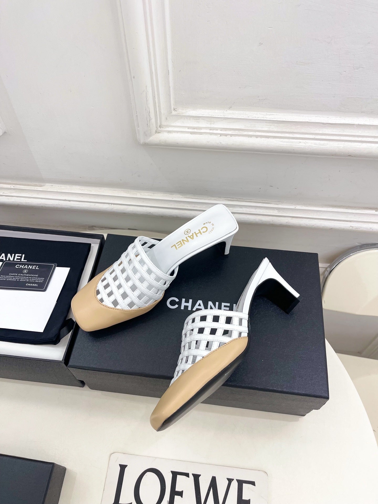 Chanel Women's Woven Openwork Square-toe Mules 6cm C93351 - Euro 35=US 4 - View 5
