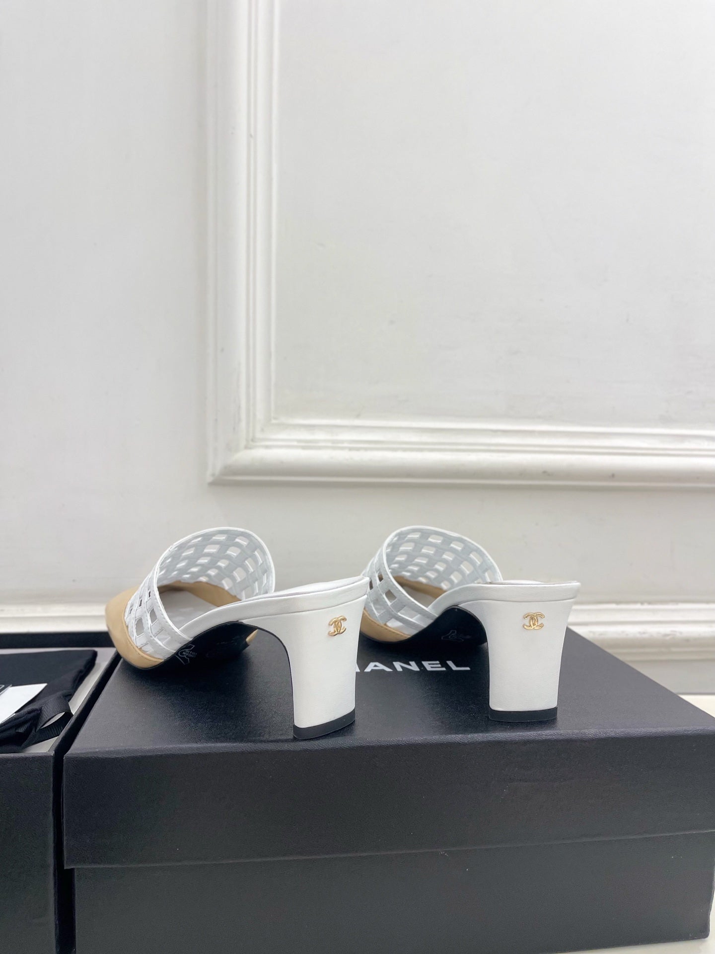 Chanel Women's Woven Openwork Square-toe Mules 6cm C93351 - Euro 35=US 4 - View 7