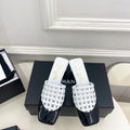 Chanel Women's Woven Openwork Square-toe Mules 6cm C93352 - Euro 35=US 4 - View 1