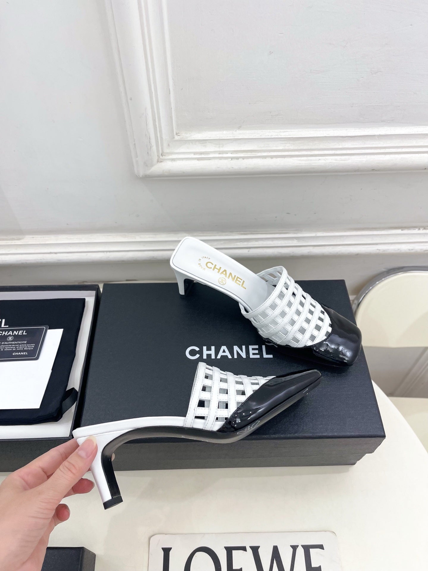 Chanel Women's Woven Openwork Square-toe Mules 6cm C93352 - Euro 35=US 4 - View 4