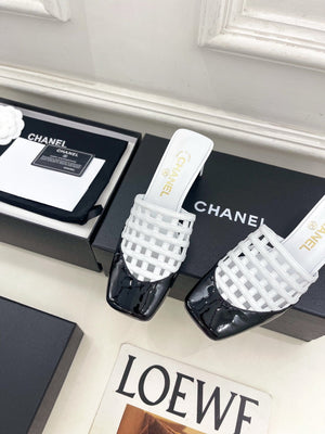 Chanel Women's Woven Openwork Square-toe Mules 6cm C93352 - Euro 35=US 4 - View 6