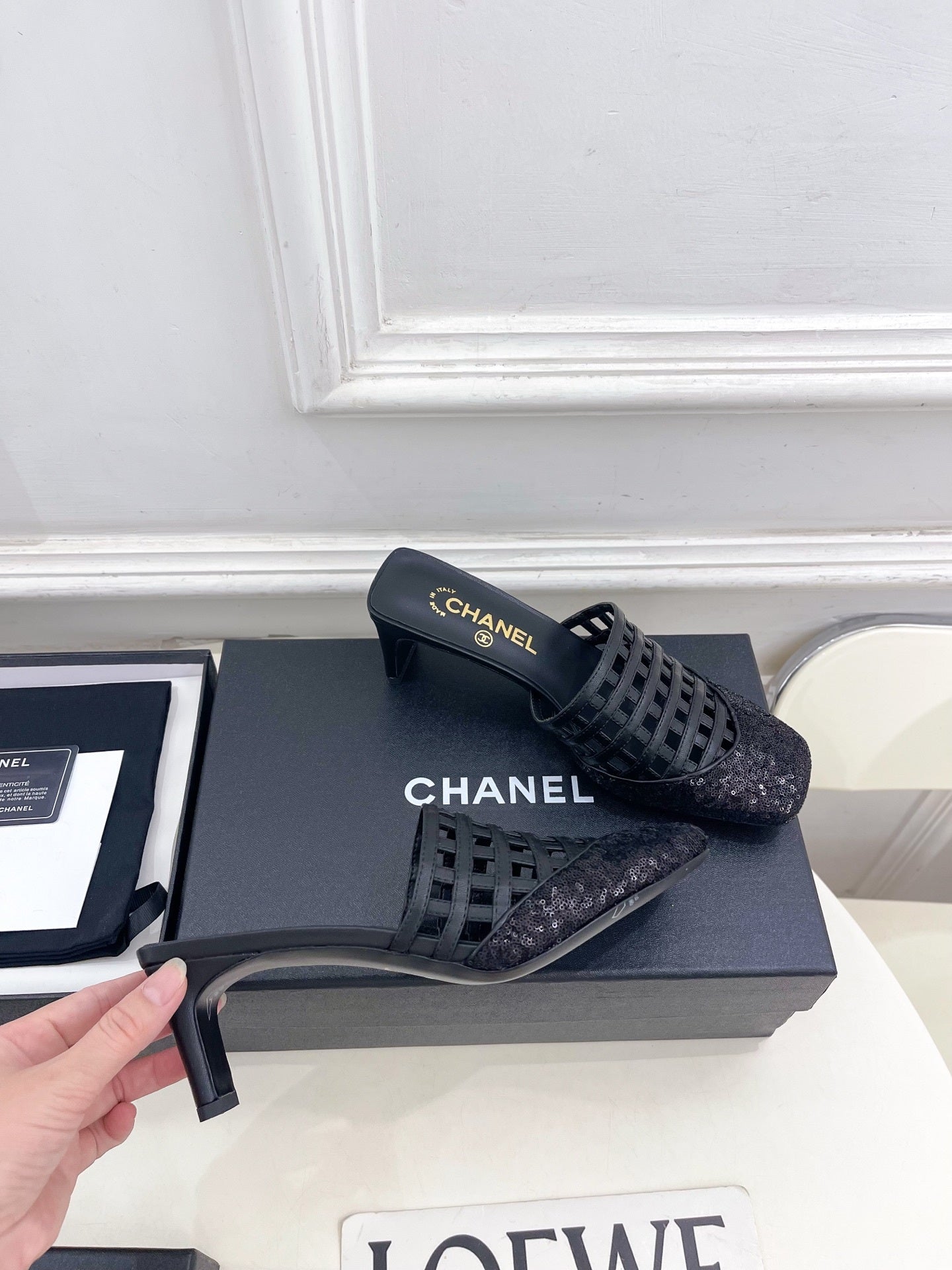 Chanel Women's Woven Openwork Square-toe Mules 6cm C93353 - Euro 35=US 4 - View 4