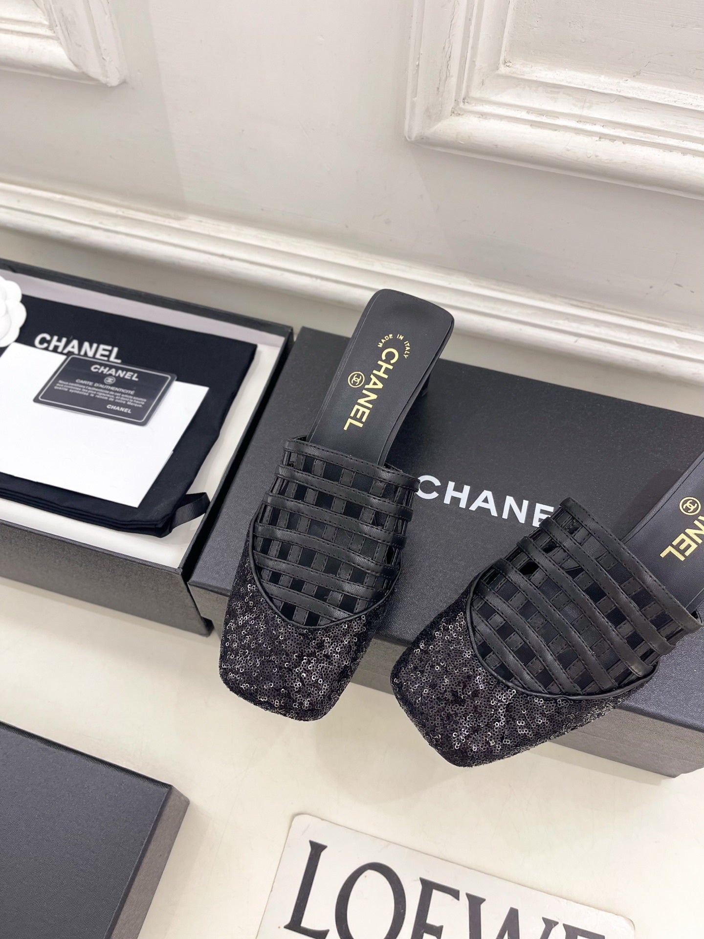 Chanel Women's Woven Openwork Square-toe Mules 6cm C93353 - Euro 35=US 4 - View 6