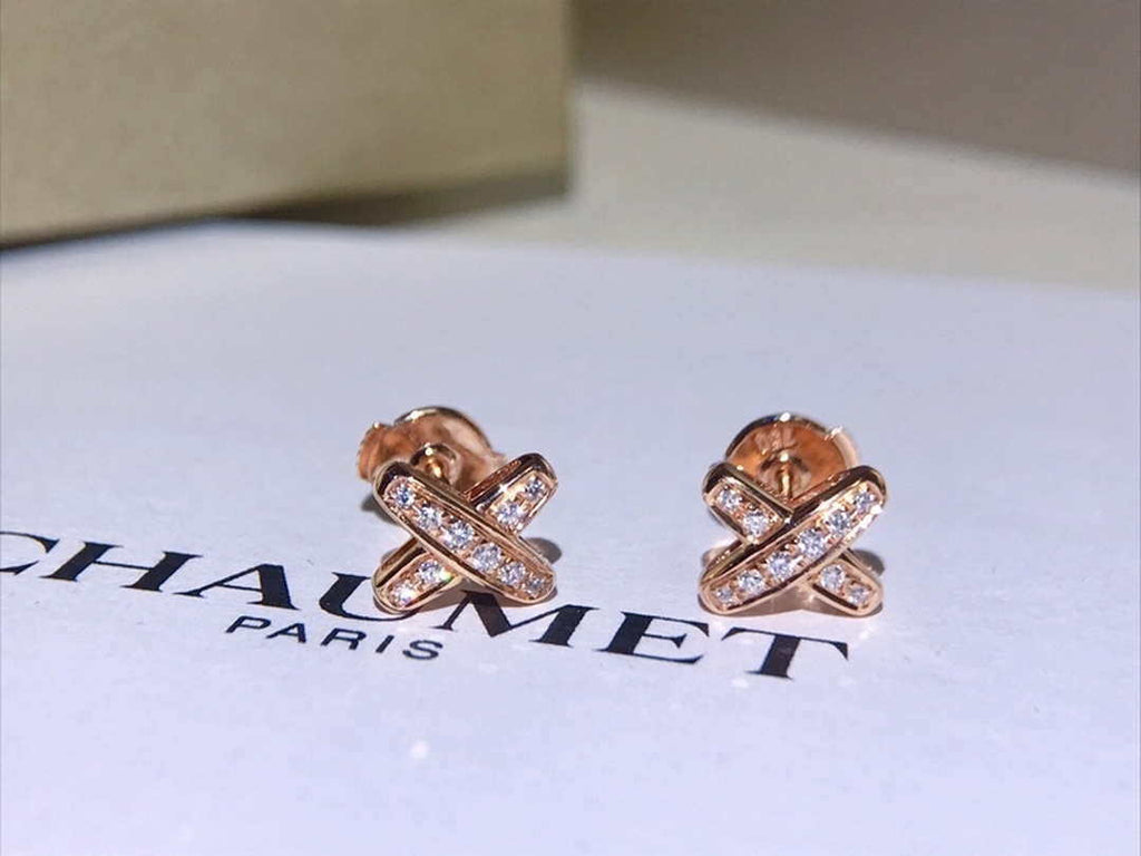 Chaumet 083468 Jeux De Liens Earring Rose Gold Diamonds