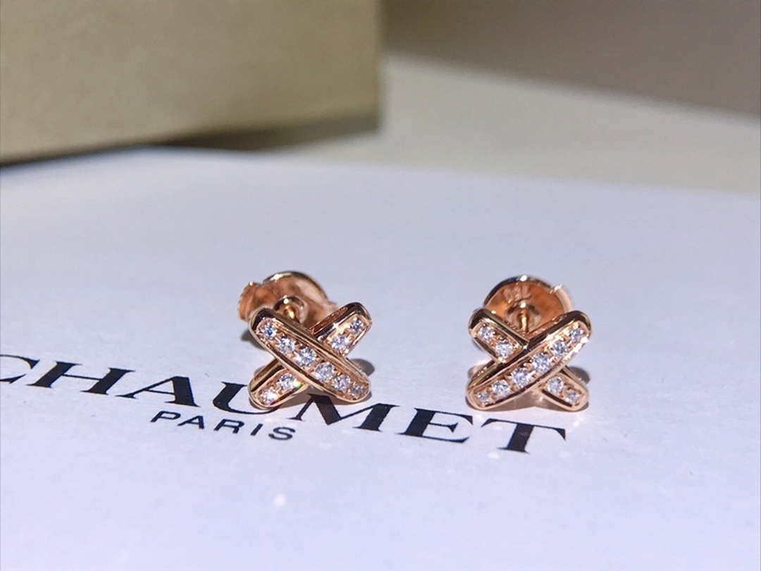 Chaumet 083468 Jeux De Liens Earring Rose Gold Diamonds