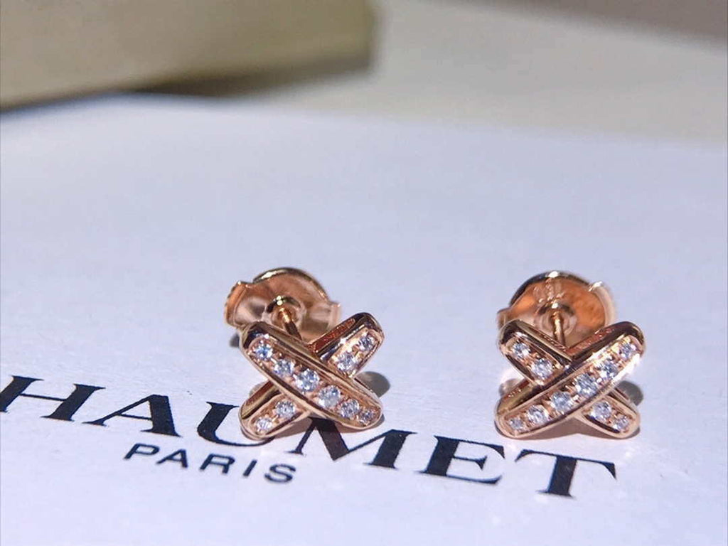 Chaumet 083468 Jeux De Liens Earring Rose Gold Diamonds