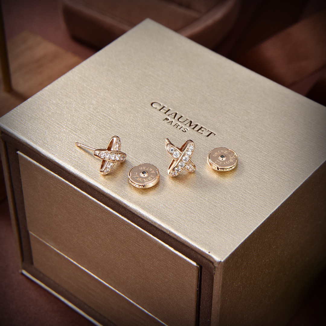 Chaumet 083468 Jeux De Liens Earring Rose Gold Diamonds