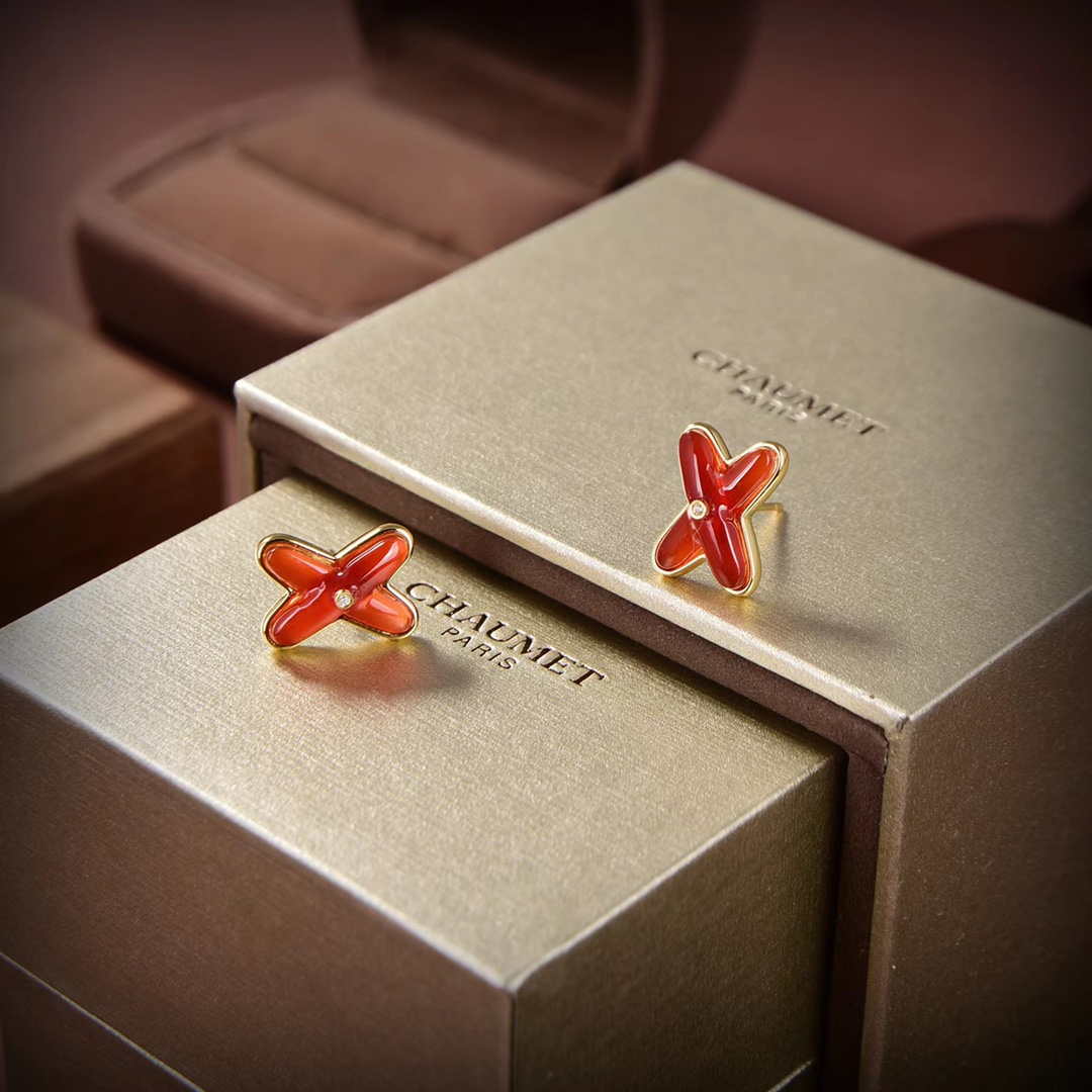 Chaumet 2563CH083469 Rose Gold Earrings Red Mother Of Pearl And Diamonds Liens - Default Title - View 1