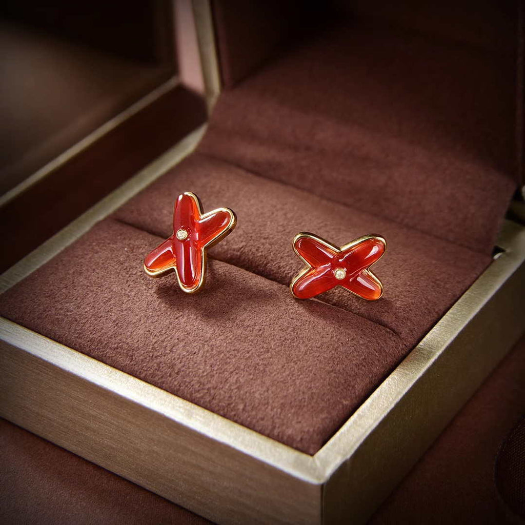 Chaumet 2563CH083469 Rose Gold Earrings Red Mother Of Pearl And Diamonds Liens