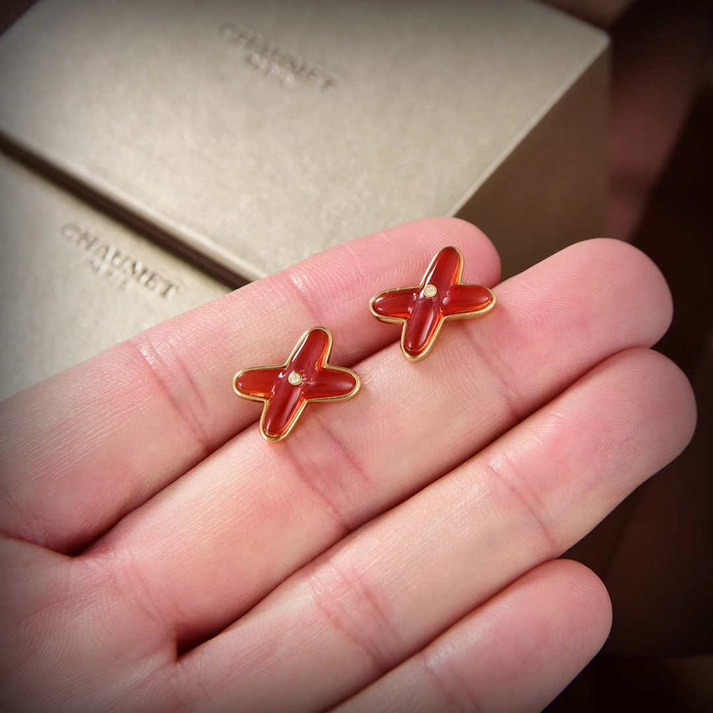 Chaumet 2563CH083469 Rose Gold Earrings Red Mother Of Pearl And Diamonds Liens