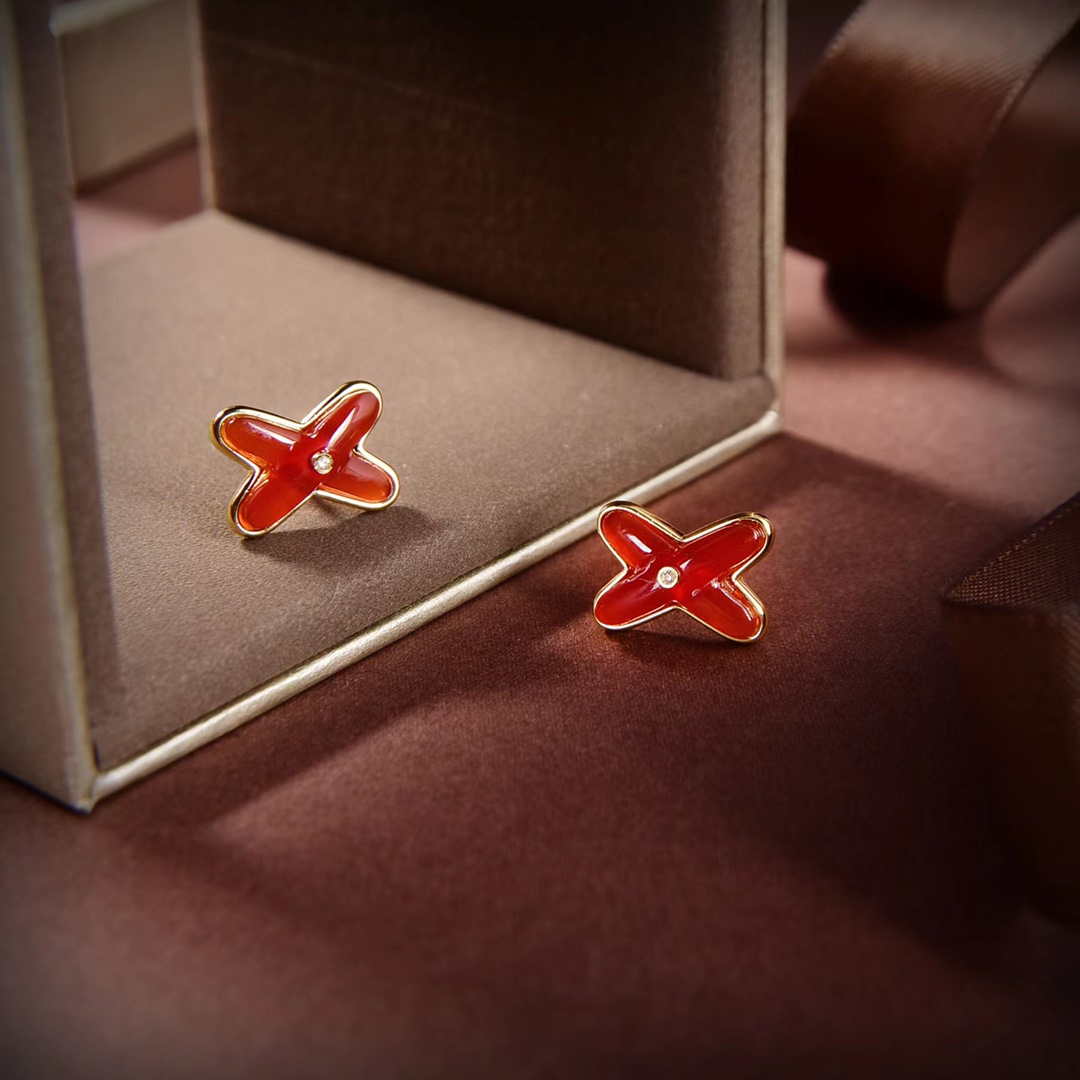 Chaumet 2563CH083469 Rose Gold Earrings Red Mother Of Pearl And Diamonds Liens
