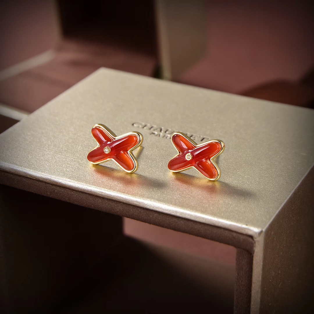 Chaumet 2563CH083469 Rose Gold Earrings Red Mother Of Pearl And Diamonds Liens