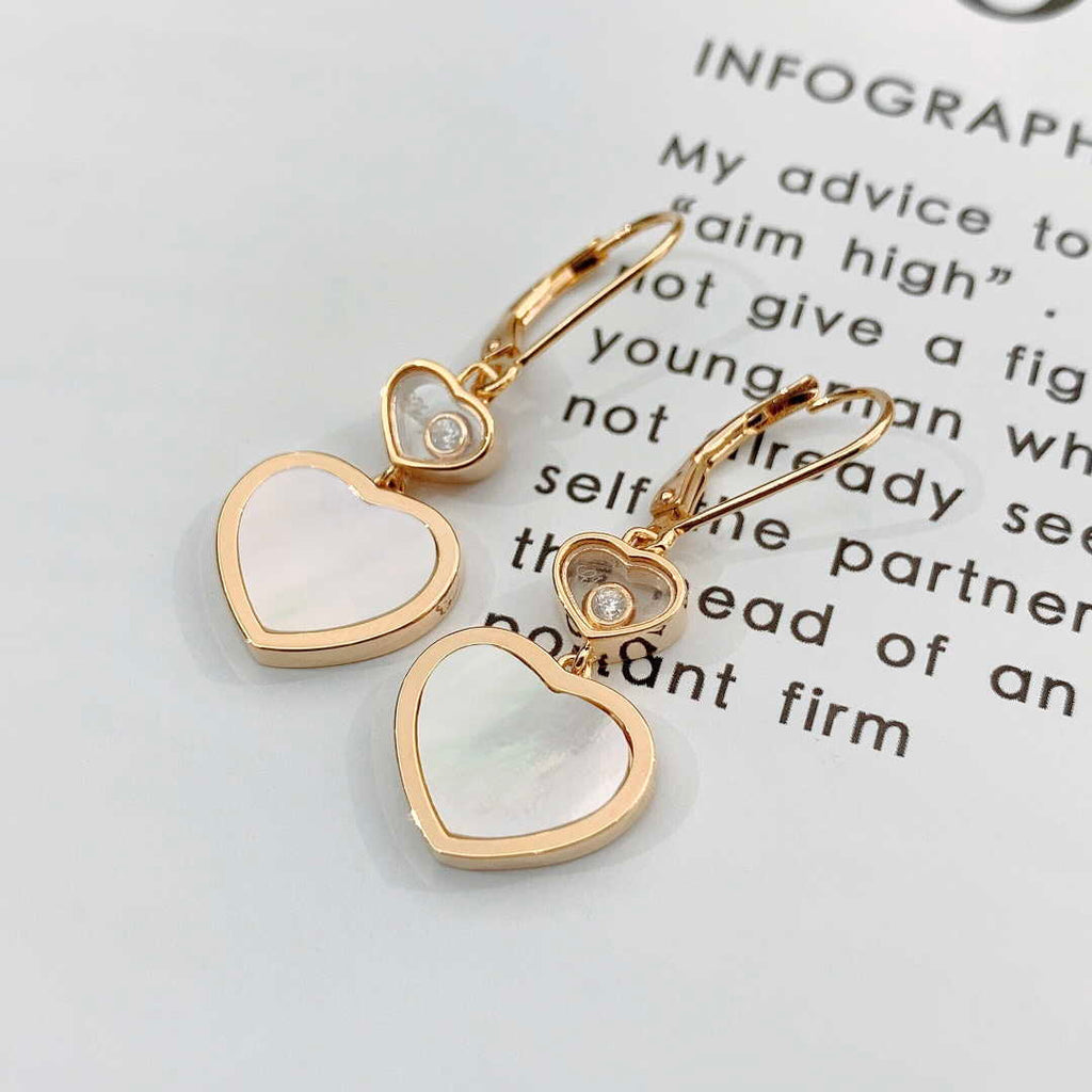 Chopard 2563CH083469 Rose Gold Earrings With Mother Of Pearl And Diamonds Heart C80019