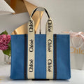 Chloe 382E6690U Large Woody Tote Bag Blue - Default Title - View 1