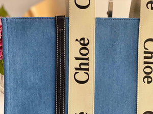 Chloe 382E6690U Large Woody Tote Bag Blue - Default Title - View 4