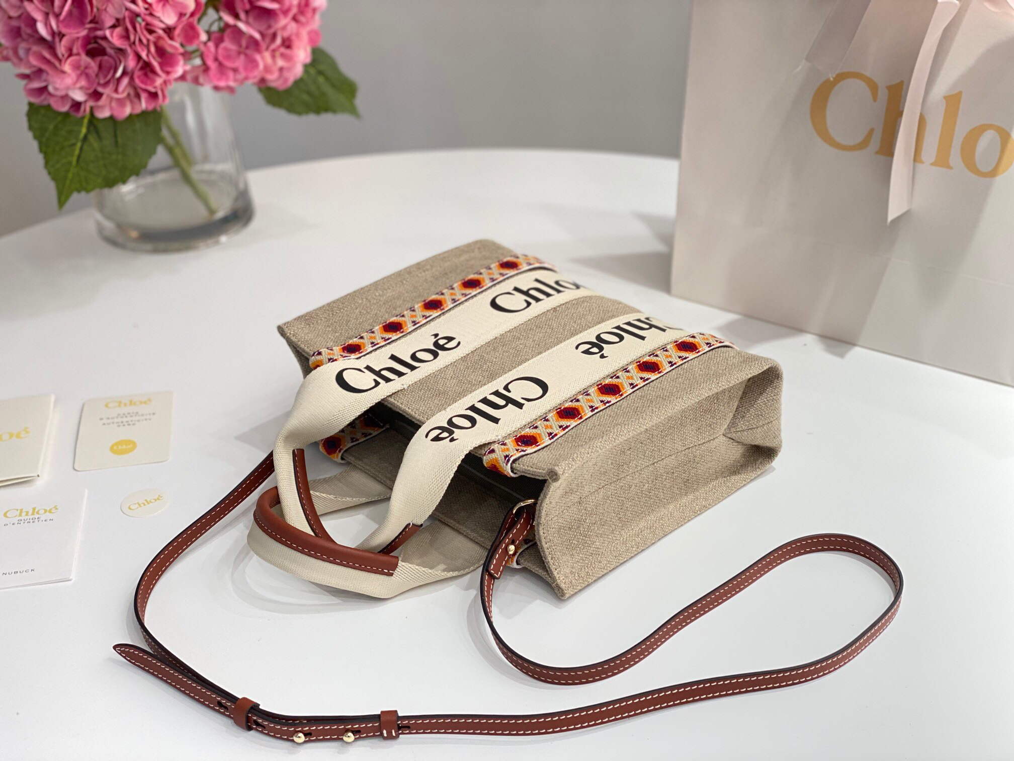 Chloe 385E6690U Small Woody Tote Bag Orange - Default Title - View 5