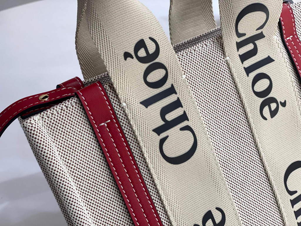 Chloe 385E6690U Small Woody Tote Bag Red