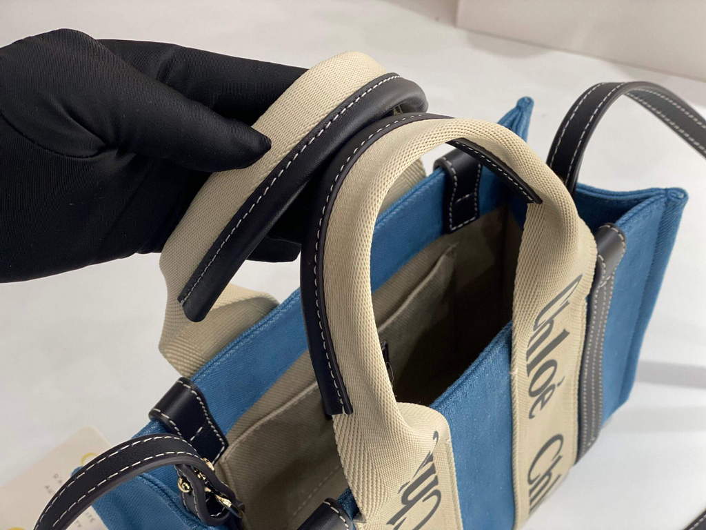 Chloe 385E6690U Small Woody Tote Bag Blue
