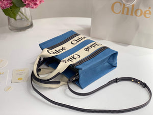 Chloe 385E6690U Small Woody Tote Bag Blue - Default Title - View 5
