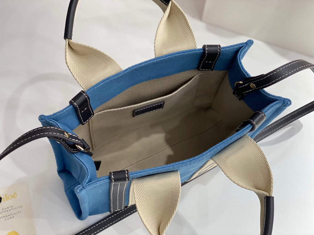 Chloe 385E6690U Small Woody Tote Bag Blue