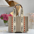 Chloe 383G4227S Medium Woody Tote Bag in Cotton Canvas Orange - Default Title - View 1