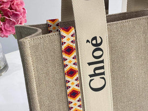 Chloe 383G4227S Medium Woody Tote Bag in Cotton Canvas Orange - Default Title - View 2